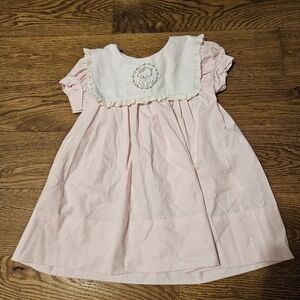 Charming Pink Kids Dress with Embroidered Animal Design